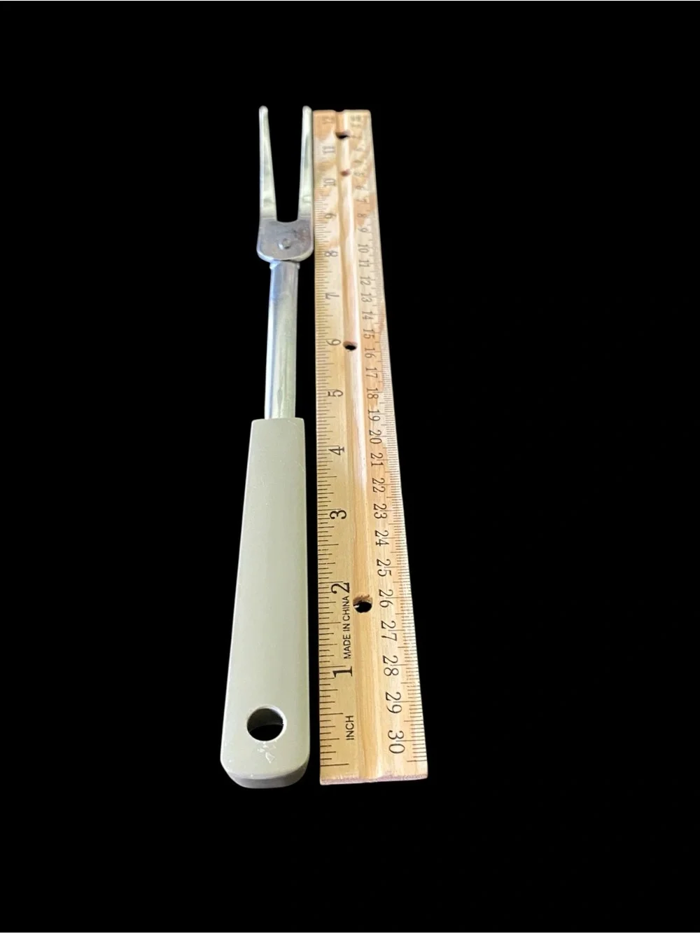 Vintage Meat Carving Serving Fork Stainless Steel Beige Plastic Handle Japan MCM
